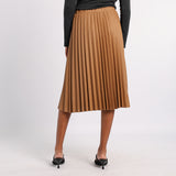 BROWN PU PLEATED SKIRT