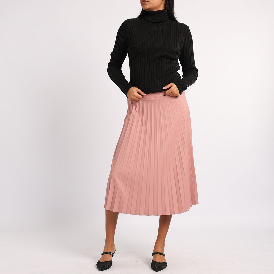 PINK PU PLEATED SKIRT