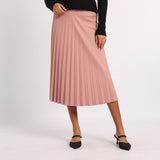 PINK PU PLEATED SKIRT