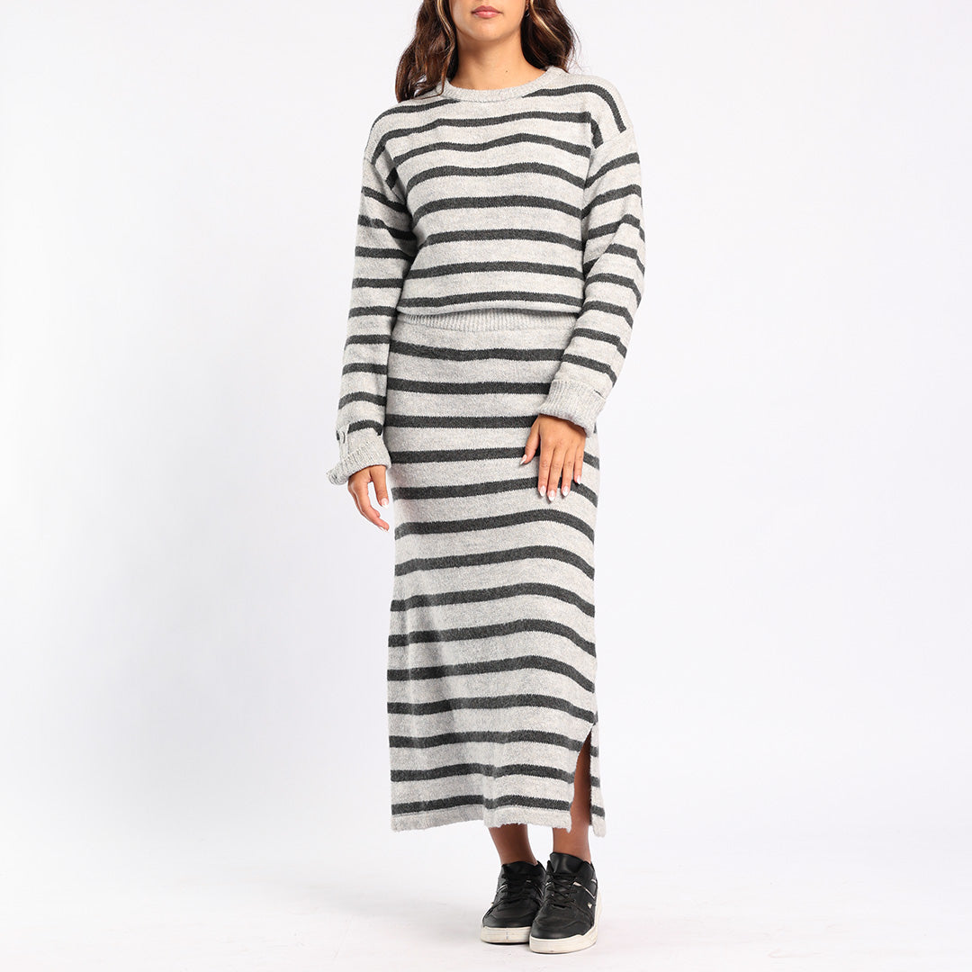 GREY/BLACK LONG SLEEVE POLONECK