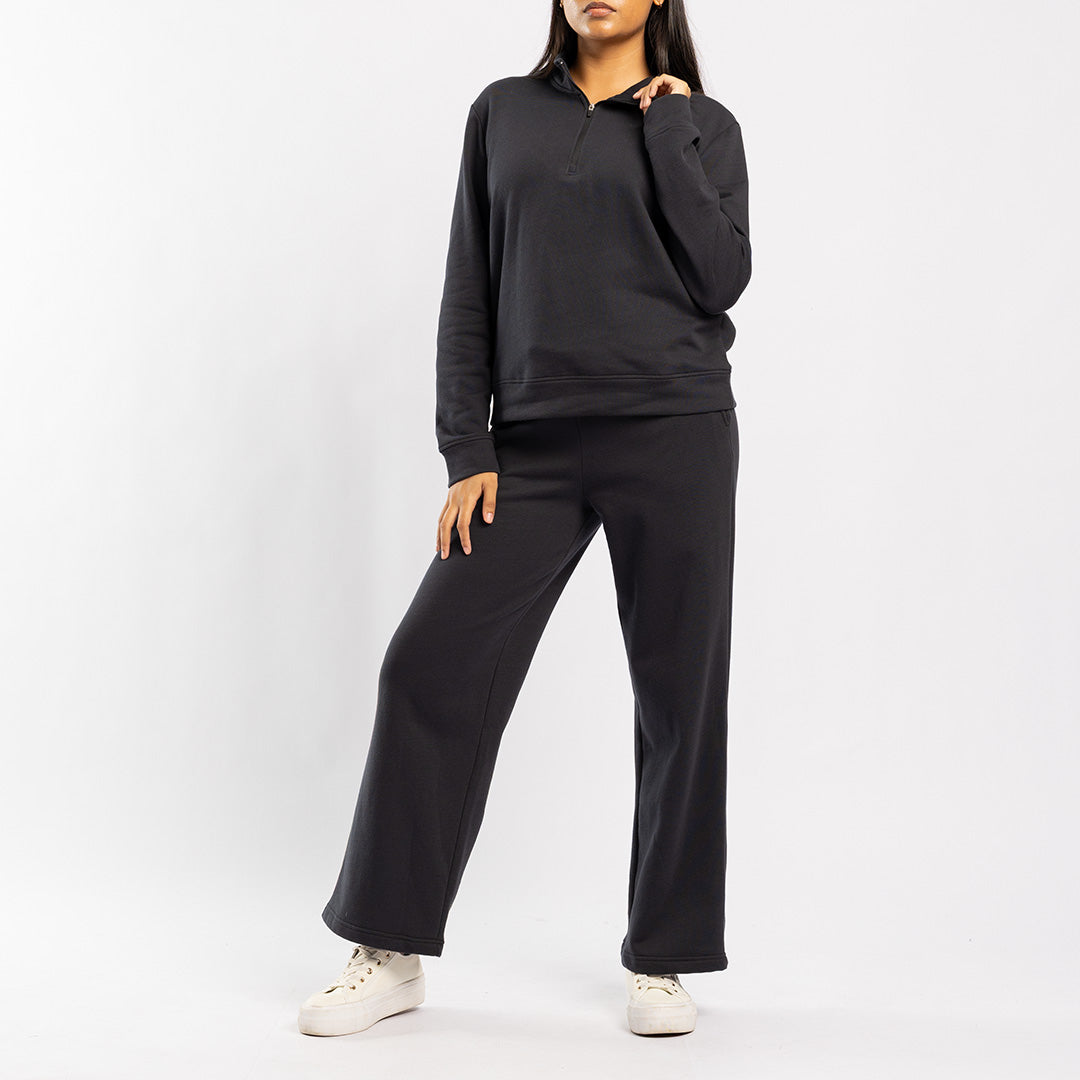 BLACK LONG SLEEVE FLEECE SWEATER