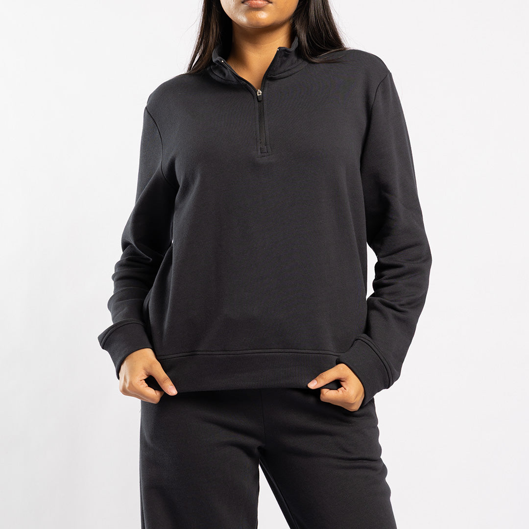 BLACK LONG SLEEVE FLEECE SWEATER