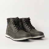 GREY PU LACE UP BOOT