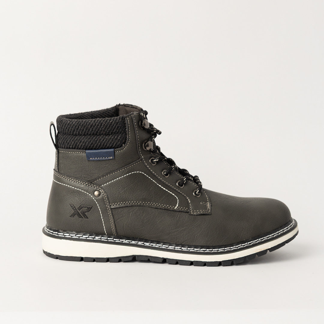 GREY PU LACE UP BOOT