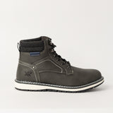GREY PU LACE UP BOOT