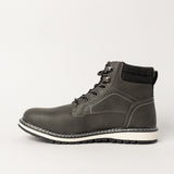 GREY PU LACE UP BOOT