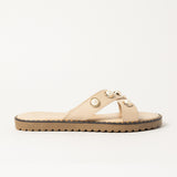 LADIES CIARRA ECRU CROSSOVER PEARL SANDAL