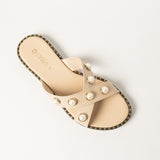 LADIES CIARRA ECRU CROSSOVER PEARL SANDAL
