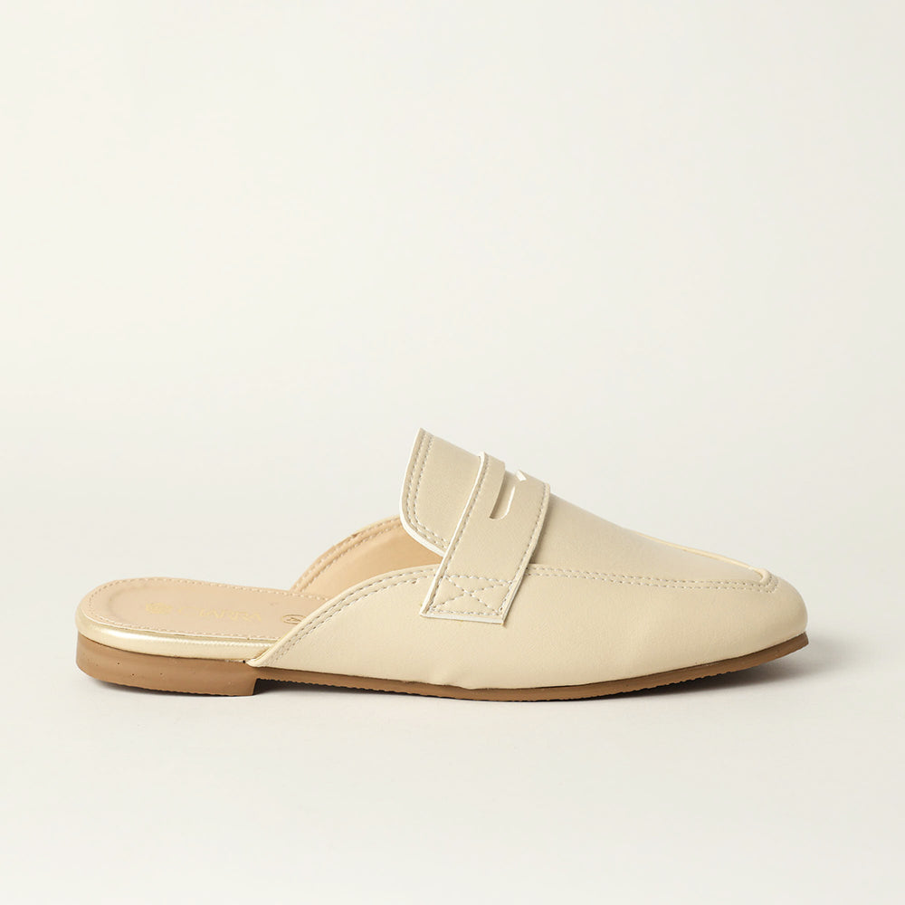 LADIES CIARRA ECRU SLIP ON PENNY LOAFER