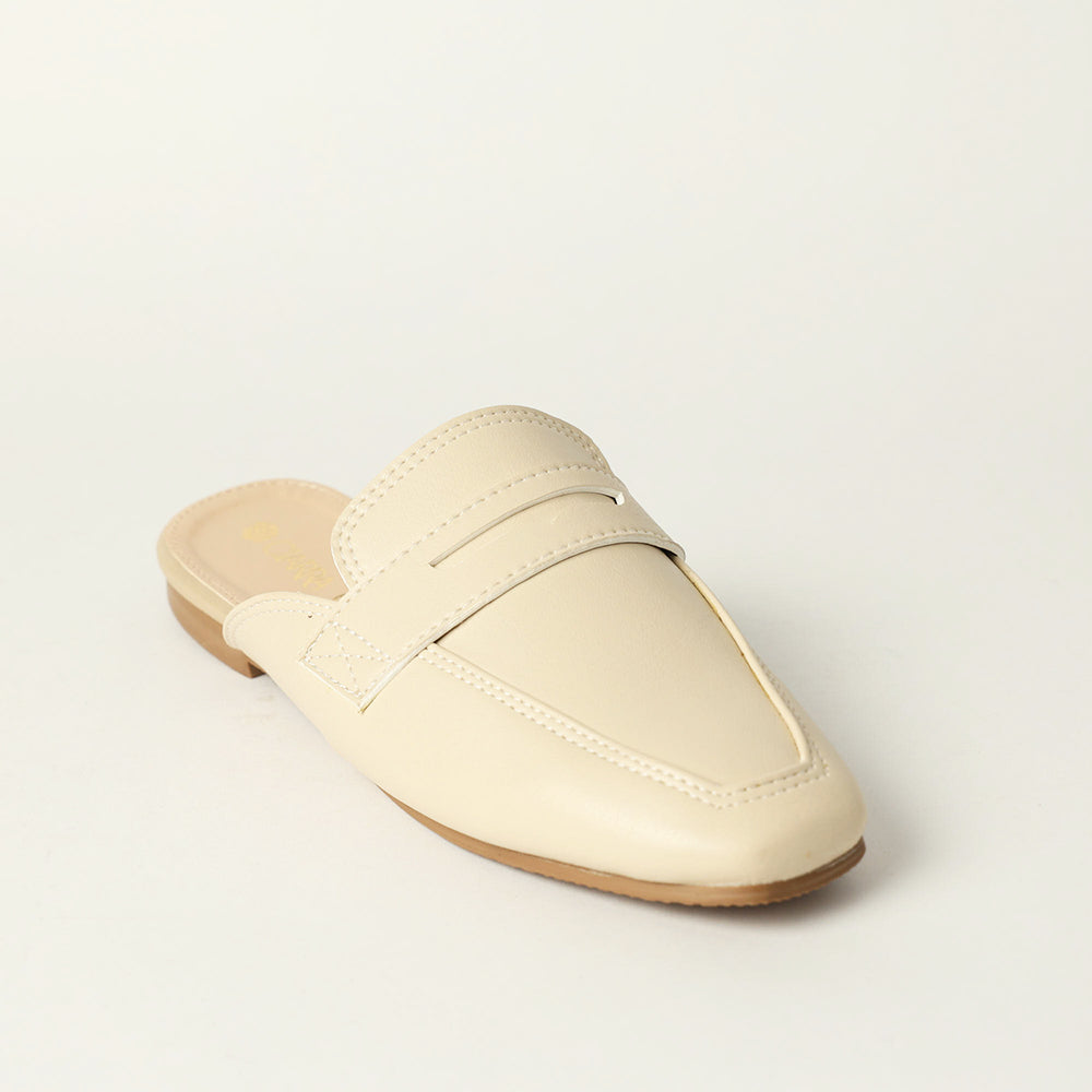 LADIES CIARRA ECRU SLIP ON PENNY LOAFER