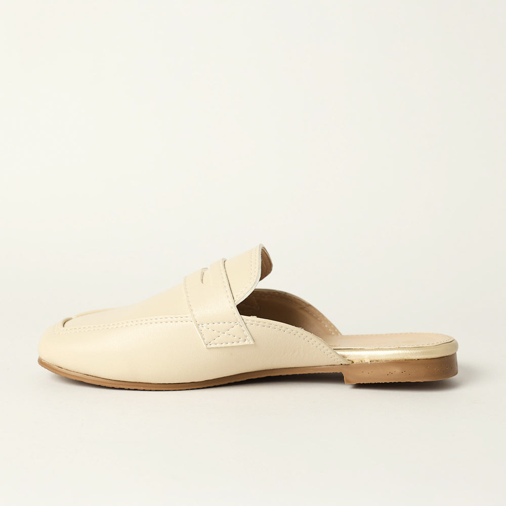 LADIES CIARRA ECRU SLIP ON PENNY LOAFER