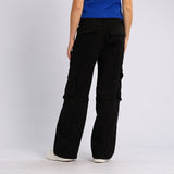 BLACK DENIM CARGO WIDE LEG JEAN