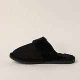 BLACK CLOSED TOE FUR SLIPPER (COMFORT INNER)