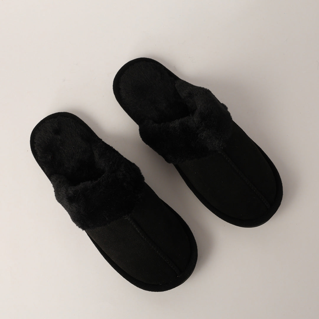 BLACK CLOSED TOE FUR SLIPPER (COMFORT INNER)