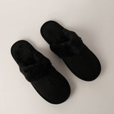 BLACK CLOSED TOE FUR SLIPPER (COMFORT INNER)