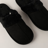 BLACK CLOSED TOE FUR SLIPPER (COMFORT INNER)