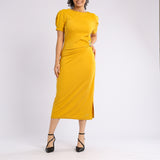 SHORT SLEEVE DRESS WITH GOLD TRIM
