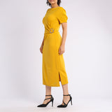 SHORT SLEEVE DRESS WITH GOLD TRIM