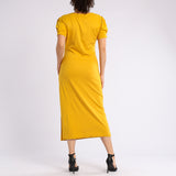 SHORT SLEEVE DRESS WITH GOLD TRIM