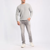 GREY TEXTURED ROUND-NECK JERSEY