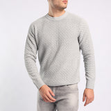 GREY TEXTURED ROUND-NECK JERSEY