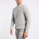 GREY TEXTURED ROUND-NECK JERSEY