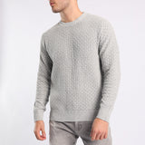 GREY TEXTURED ROUND-NECK JERSEY
