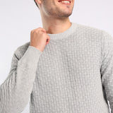 GREY TEXTURED ROUND-NECK JERSEY