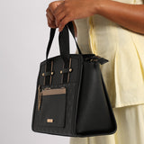 Ciarra Black Large Tote Bag.Aop Details.