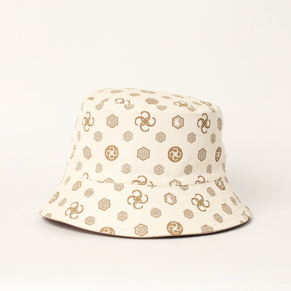 LADIES CIARRA BROWN MONOGRAM REVERSIBLE BUCKET HAT