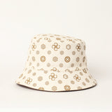 LADIES CIARRA BROWN MONOGRAM REVERSIBLE BUCKET HAT
