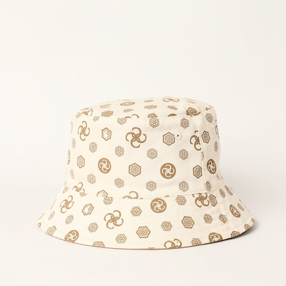 LADIES CIARRA BROWN MONOGRAM REVERSIBLE BUCKET HAT