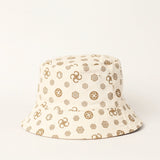 LADIES CIARRA BROWN MONOGRAM REVERSIBLE BUCKET HAT