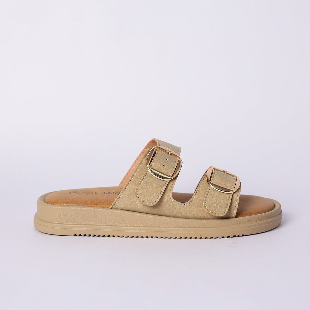 LADIES CIARRA STONE PLATFORM DOUBLE BUCKLE SANDAL