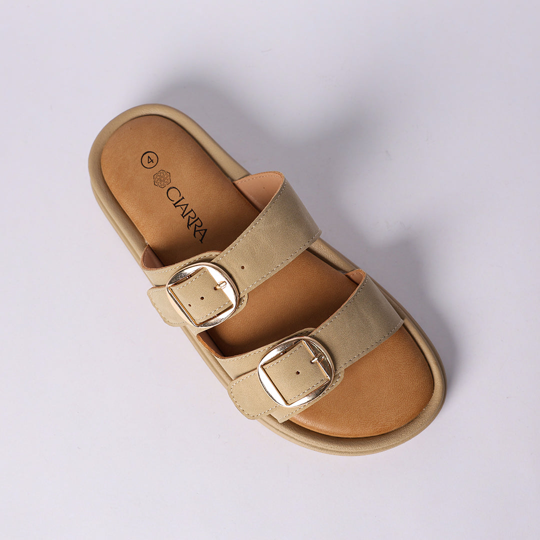 LADIES CIARRA STONE PLATFORM DOUBLE BUCKLE SANDAL