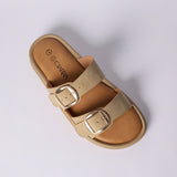 LADIES CIARRA STONE PLATFORM DOUBLE BUCKLE SANDAL