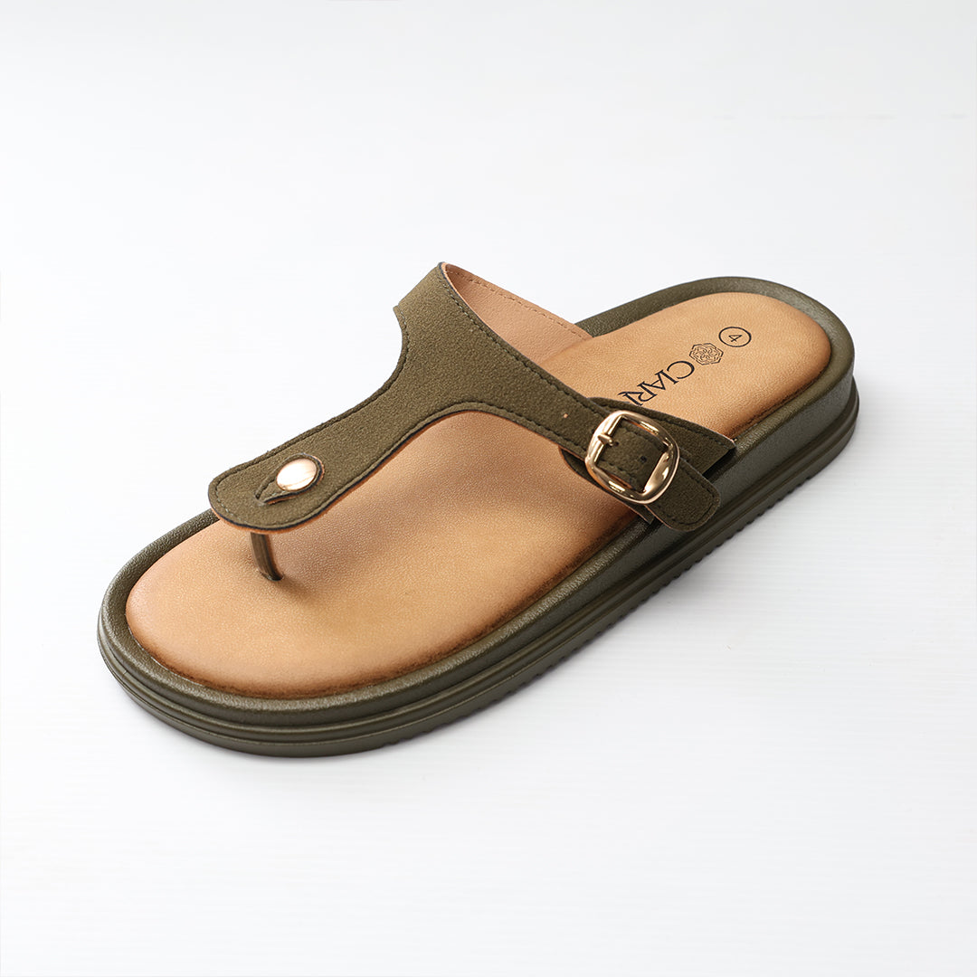 Ladies Ciarra Olive Platform Thong Sandal