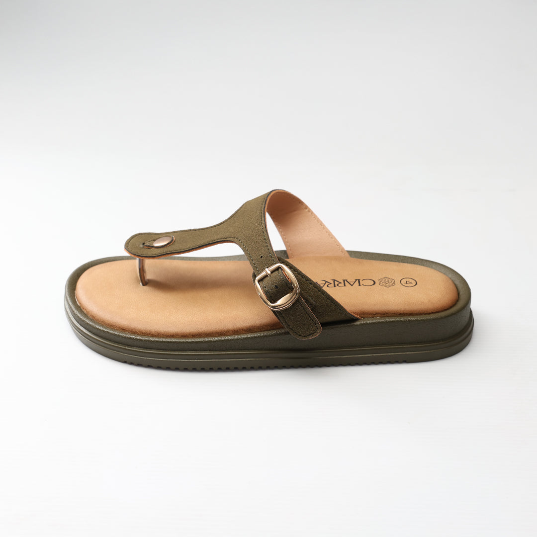 Ladies Ciarra Olive Platform Thong Sandal