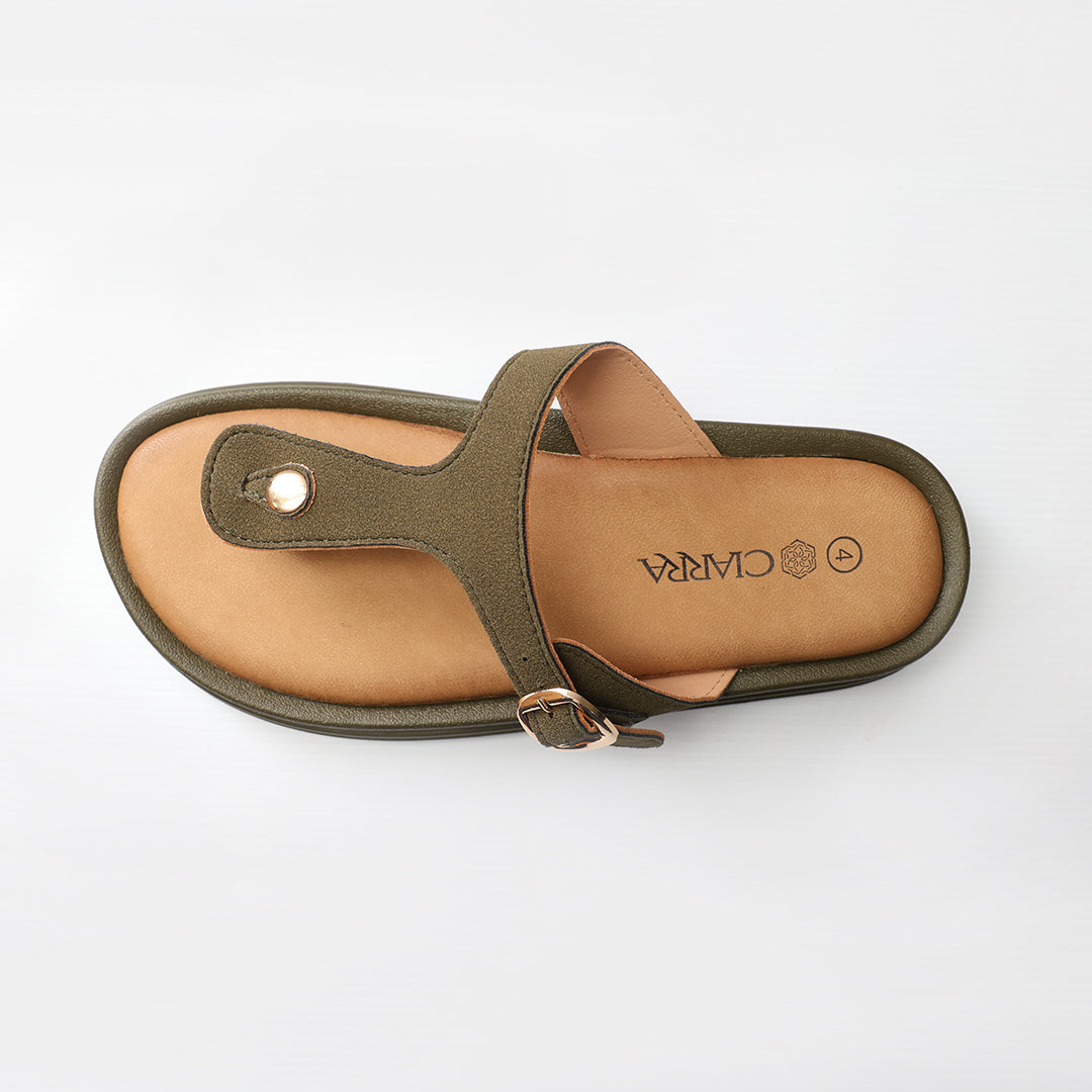 Ladies Ciarra Olive Platform Thong Sandal