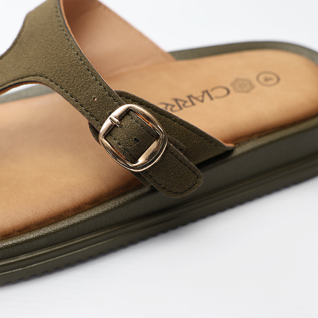 Ladies Ciarra Olive Platform Thong Sandal