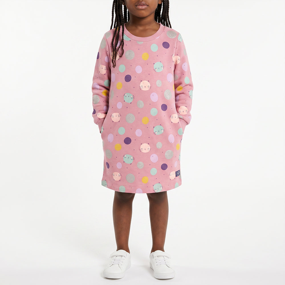PINK SPOTTED LONG SLEEVE JOGGER DRESS