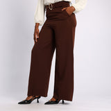 BROWN WIDE LEG PANT WITH BELT