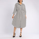 WHITE STRIPE LONG SLEEVE DRESS