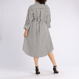 WHITE STRIPE LONG SLEEVE DRESS