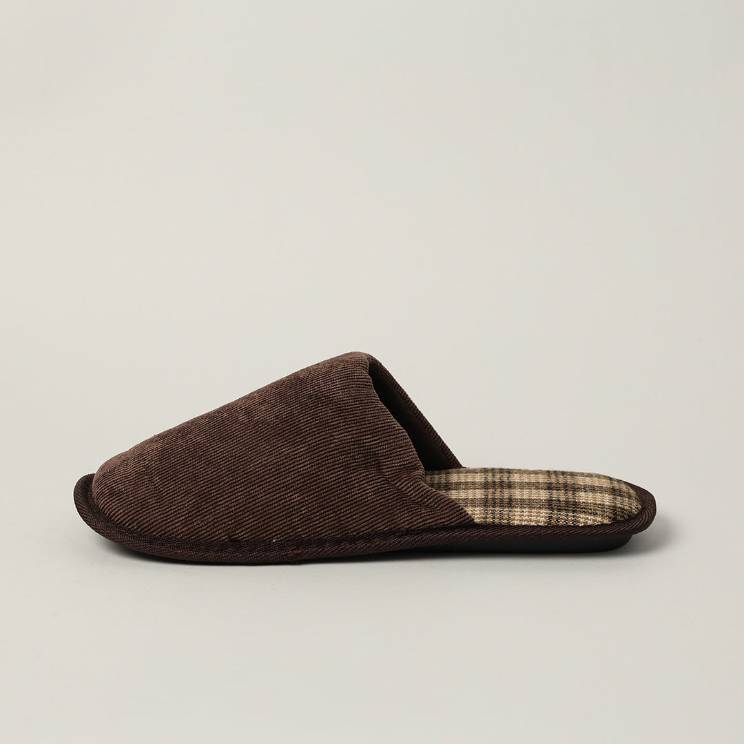 CHOCOLATE CLOSED TOE BEDROOM SLIPPER (COUDROY FABRICATION, COMFORT INNER)