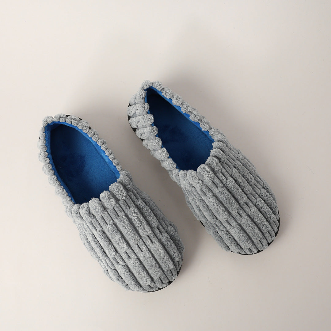 CHARCOAL GREY CLOSED TOE BEDROOM SLIPPER (COMFORT OUTSOLE, QUILT FABRICATION)