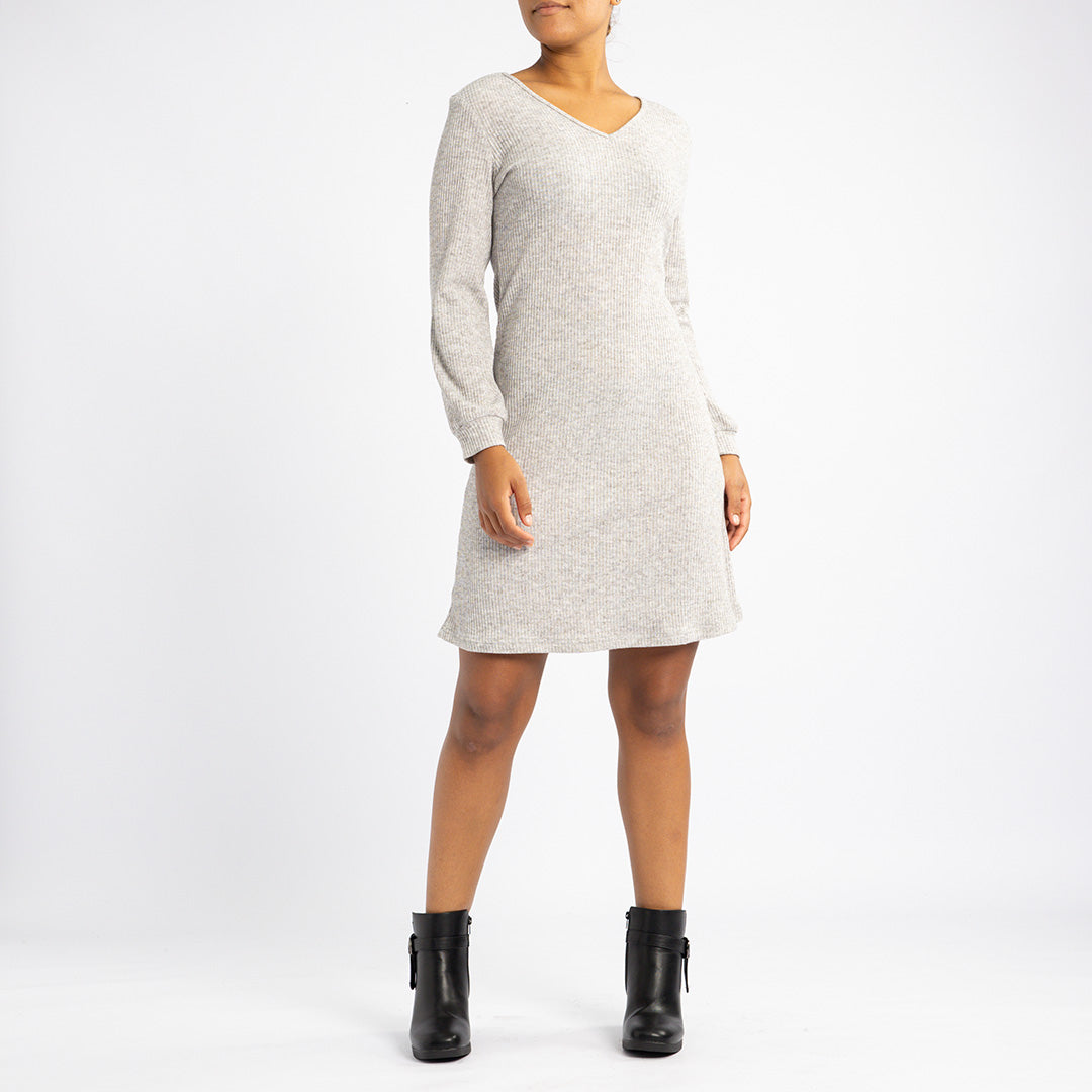 ALORA LADIES GREY BUBBLE SLEEVE DRESS