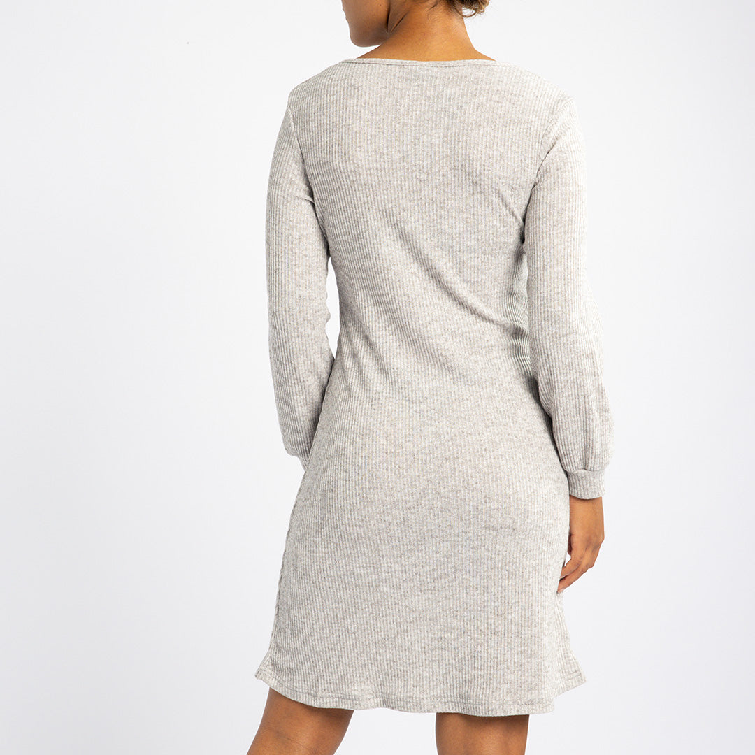 ALORA LADIES GREY BUBBLE SLEEVE DRESS