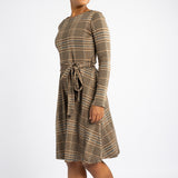 LADIES ALORA STONE TR CHECK DRES WITH FLARE