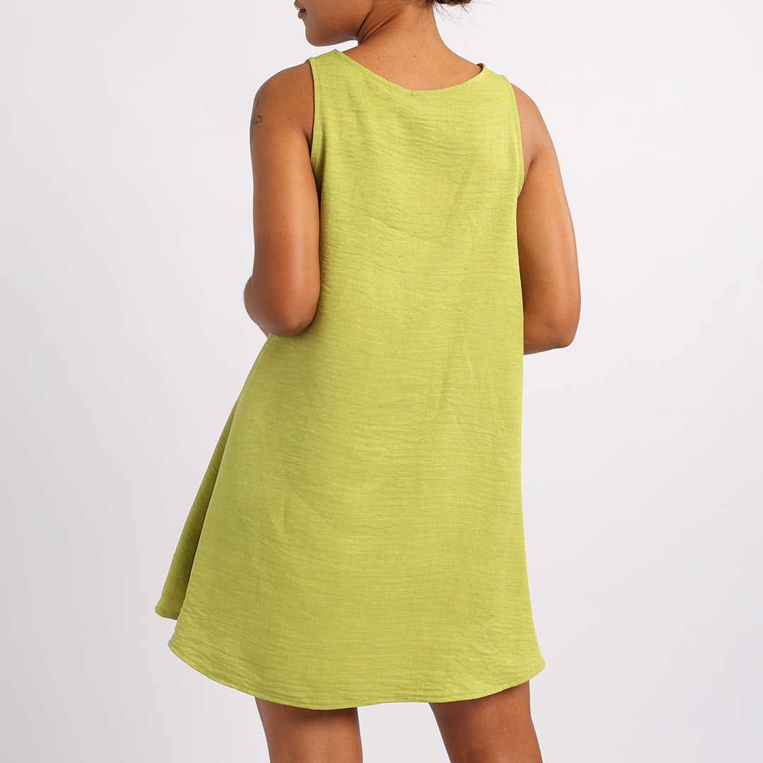 LADIES ALORA CHARTRUSE STRAPPY DRESS